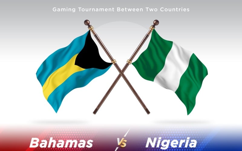 Bahamas versus Mauritania Two Flags Illustration