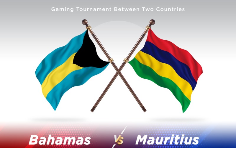 Bahamas versus Mauritius Two Flags Illustration