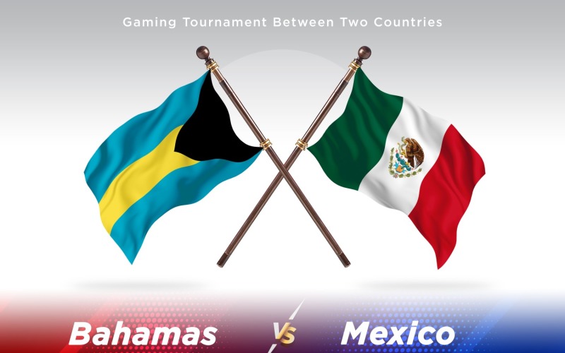 Bahamas versus Mexico Two Flags Illustration