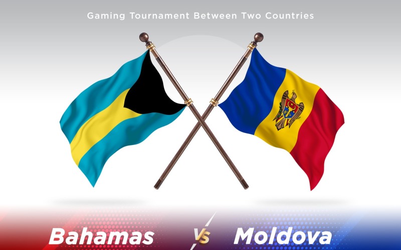 Bahamas versus Moldova Two Flags Illustration