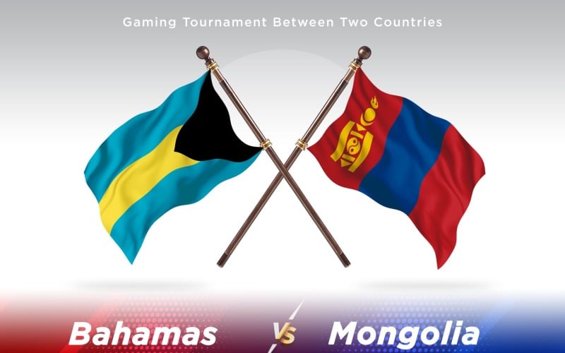 Bahamas versus Mongolia Two Flags Illustration