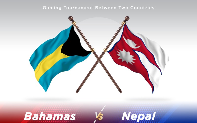Bahamas versus Nepal Two Flags Illustration