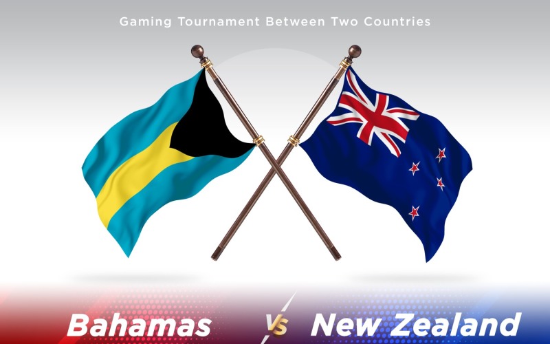 Bahamas versus new Zealand Two Flags Illustration