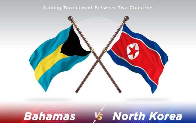 Bahamas versus north Korea Two Flags Illustration
