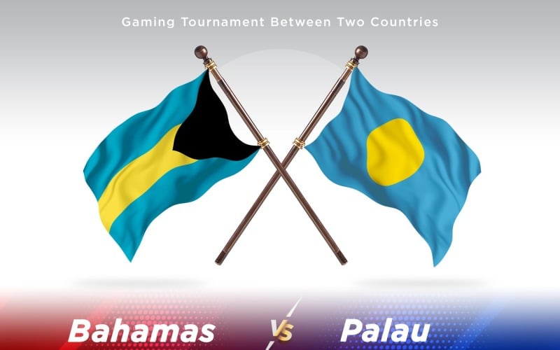 Bahamas versus Palau Two Flags Illustration