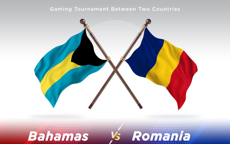 Bahamas versus Romania Two Flags Illustration
