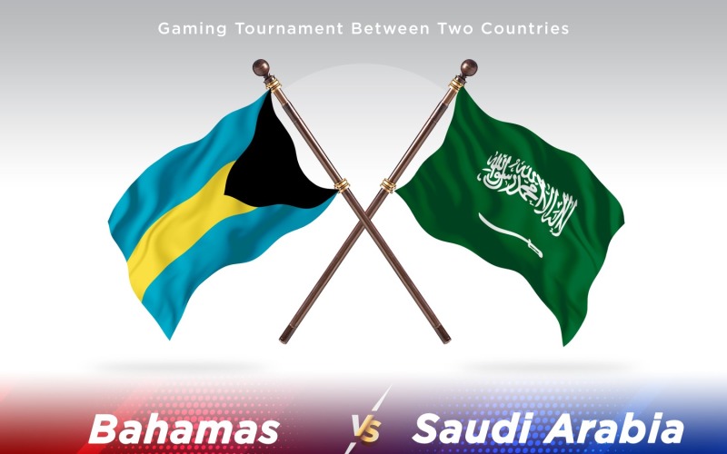 Bahamas versus Saudi Arabia Two Flags Illustration