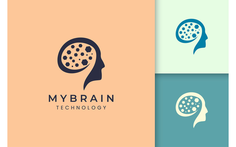 Head and brain logo for technology Logo Template