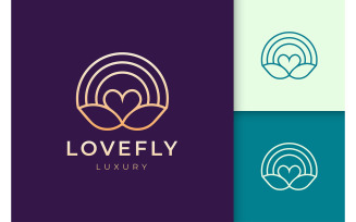 Luxury love and leaf logo template