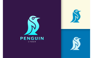 Penguin logo with abstract shape