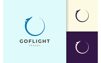 Travel or airplane logo in simple shape