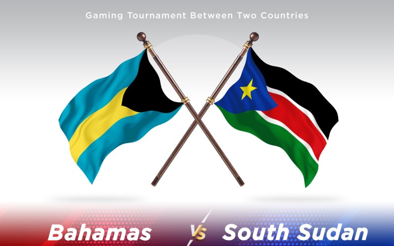 Bahamas versus south Sudan Two Flags Illustration