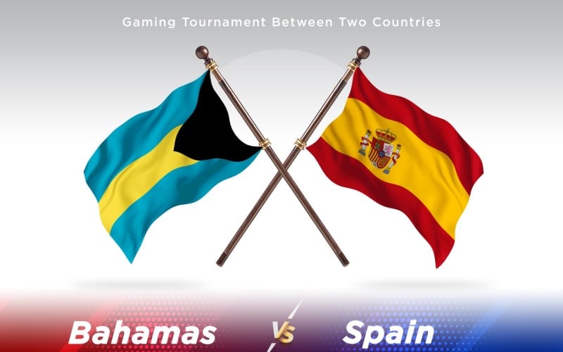 Bahamas versus Spain Two Flags Illustration