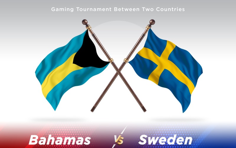 Bahamas versus Sweden Two Flags Illustration