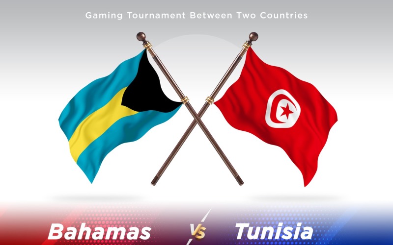 Bahamas versus Tunisia Two Flags Illustration
