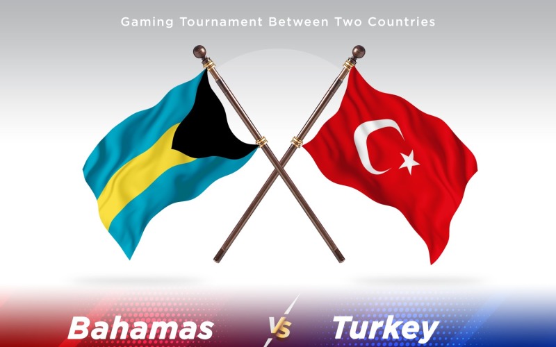 Bahamas versus turkey Two Flags Illustration