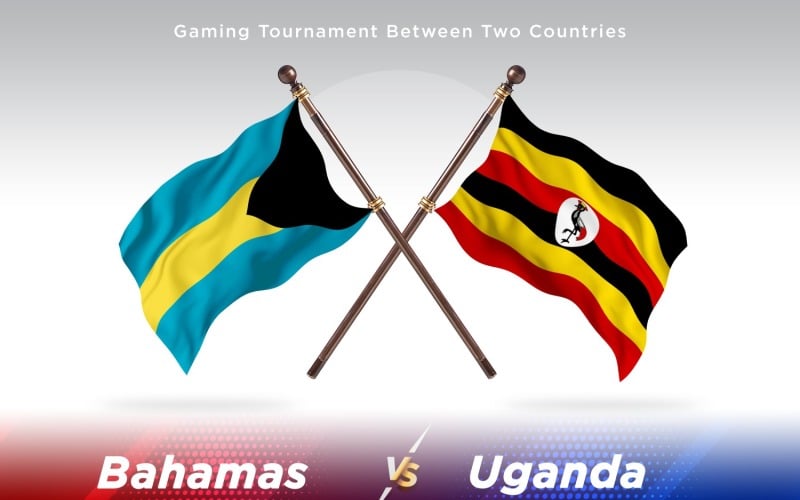 Bahamas versus Uganda Two Flags Illustration