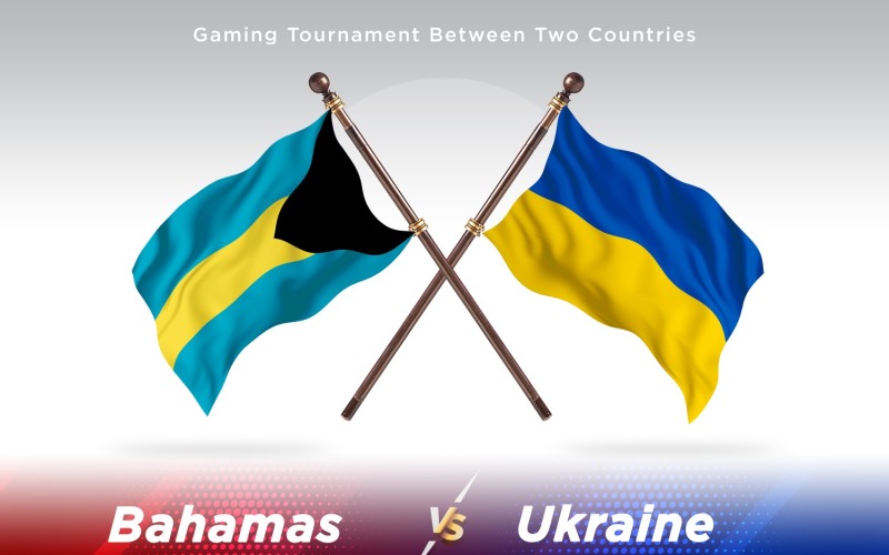 Bahamas versus Ukraine Two Flags Illustration