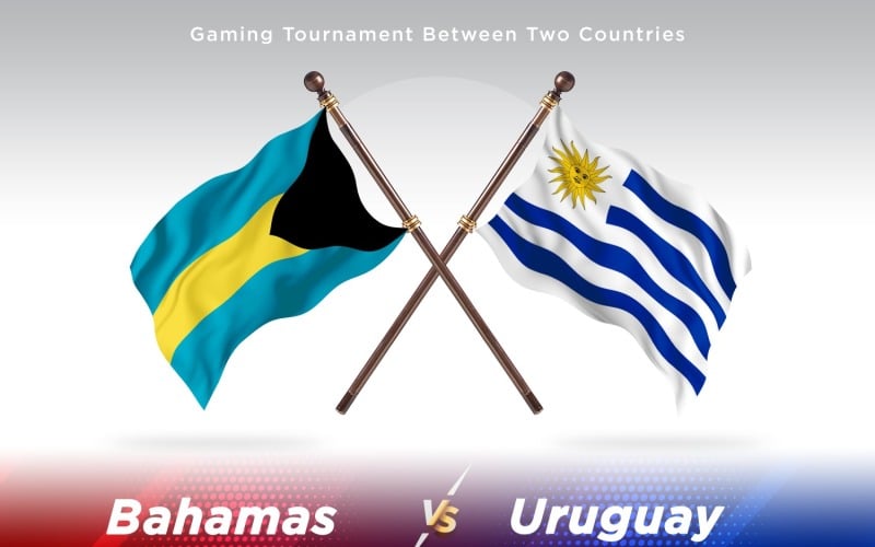 Bahamas versus Uruguay Two Flags Illustration