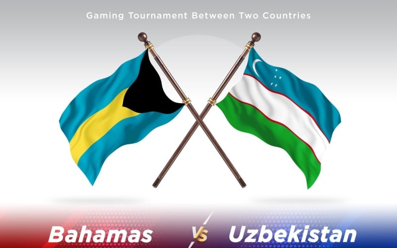Bahamas versus Uzbekistan Two Flags Illustration