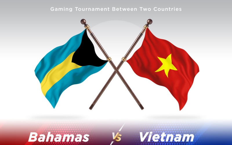 Bahamas versus Vietnam Two Flags Illustration