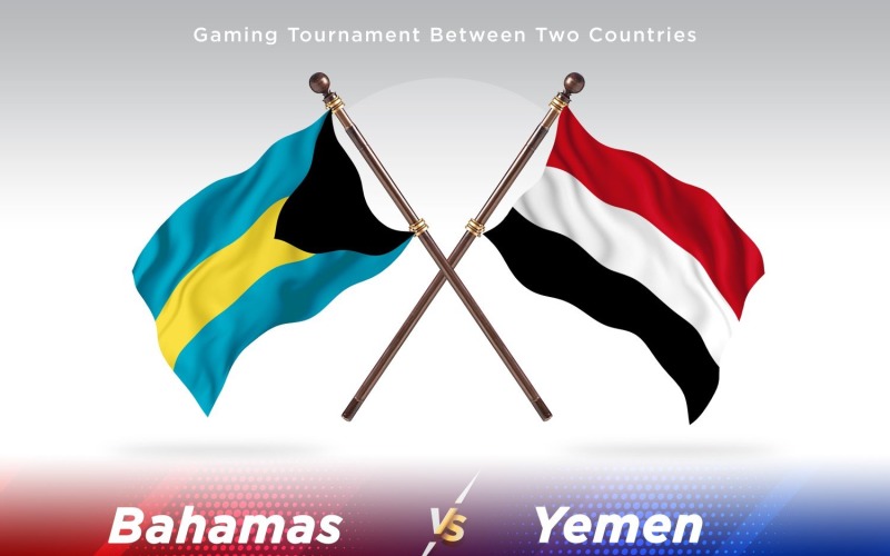 Bahamas versus Yemen Two Flags Illustration