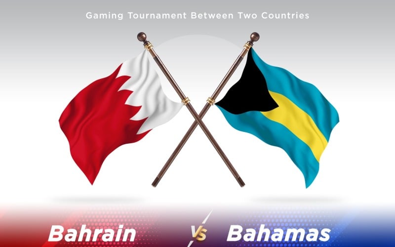 Bahrain versus Bahamas Two Flags Illustration