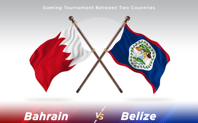 Bahrain versus Belize Two Flags Illustration