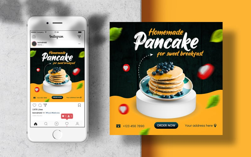 Delicious Pancake Instagram Post Banner Template Social Media