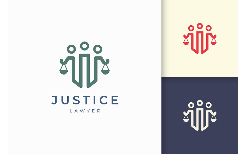 Justice or lawyer logo in 3 people Logo Template