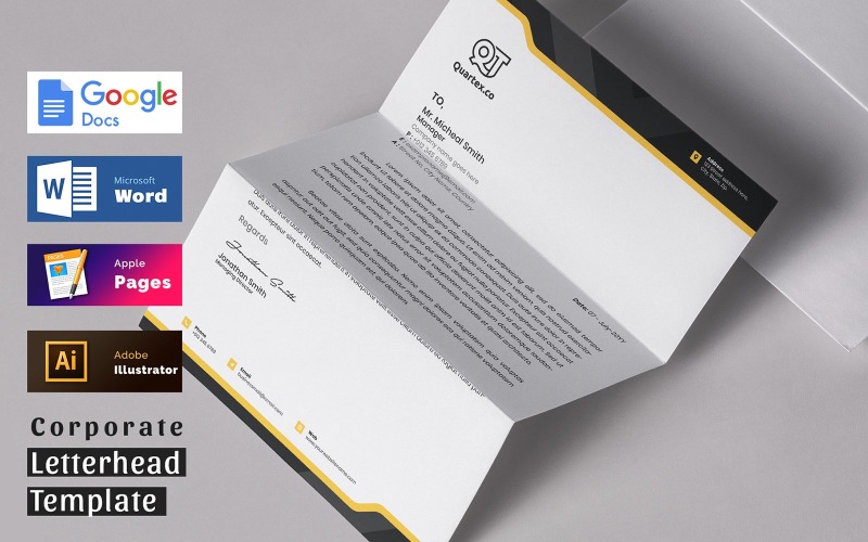 Letterhead Pad Template Word Apple Pages Google Docs Format Corporate Identity