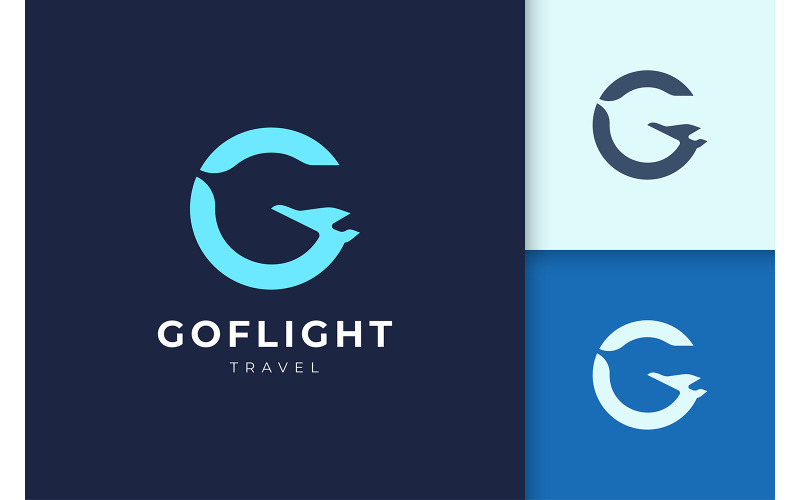 Simple airplane logo with letter g shape Logo Template
