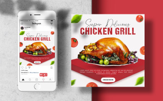 Super Delicious Chicken Grill Instagram Post Banner Template