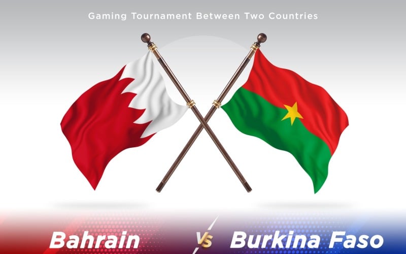 Bahrain versus Burkina Faso Two Flags Illustration