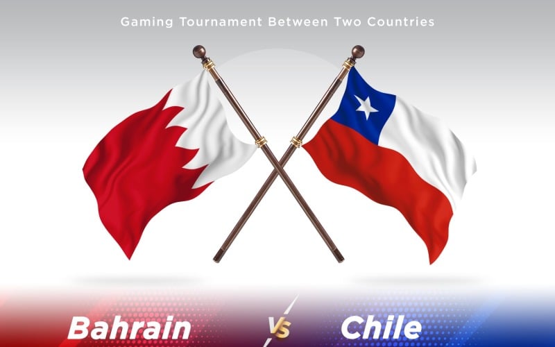 Bahrain versus Chile Two Flags Illustration