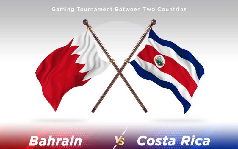 Bahrain versus costa Rica Two Flags Illustration