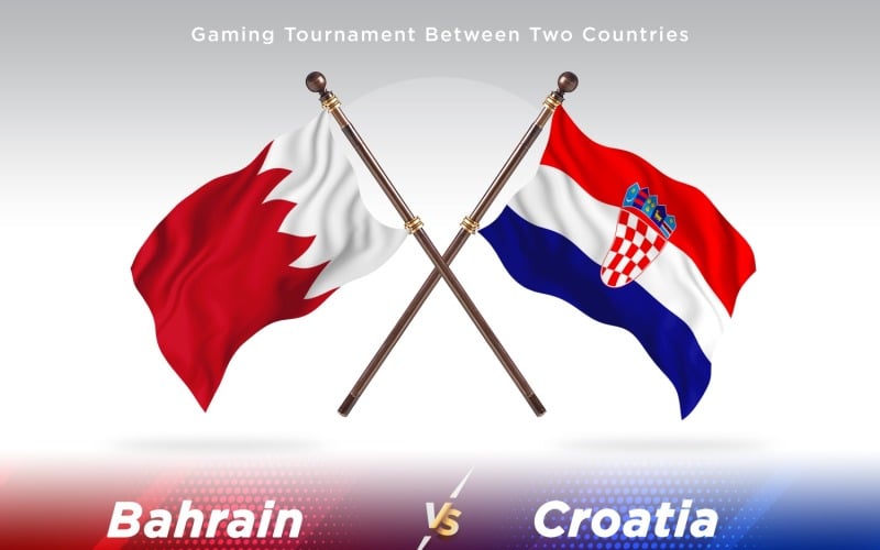 Bahrain versus Croatia Two Flags Illustration