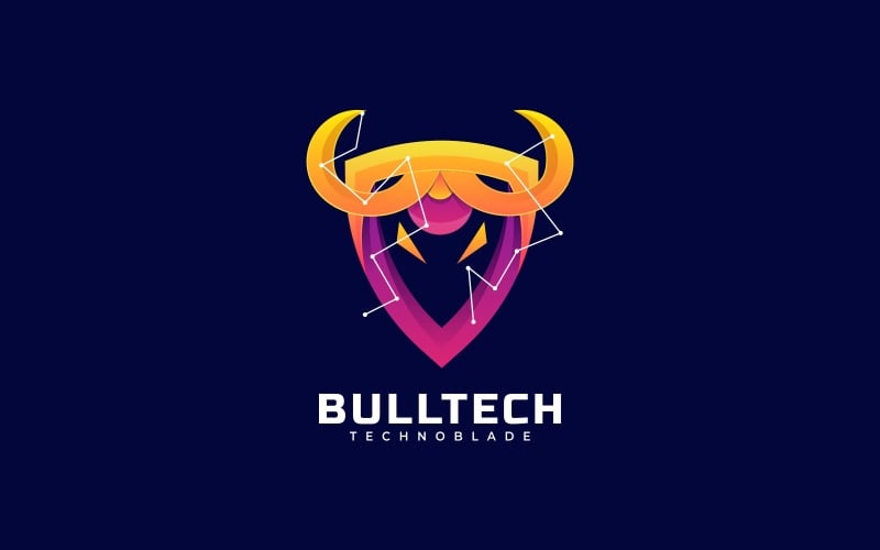 Bull Tech Gradient Logo Style Logo Template