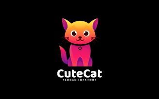 Cute Cat Gradient Colorful Logo