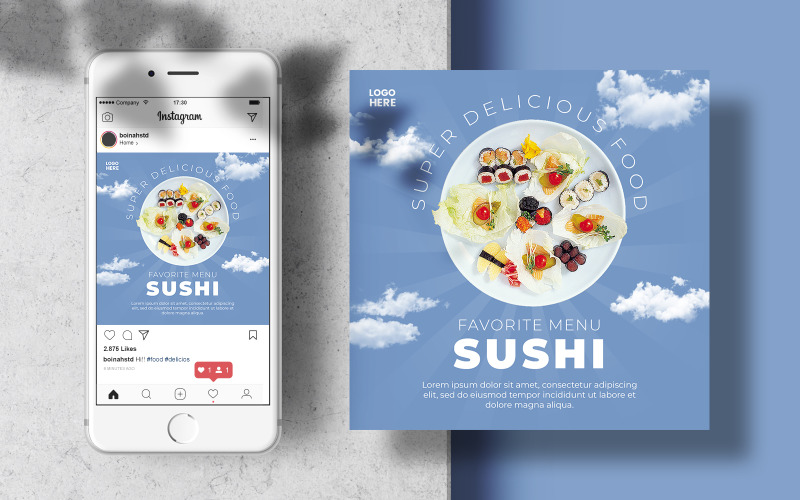 Favorite Sushi Menu Instagram Post Banner Template Social Media