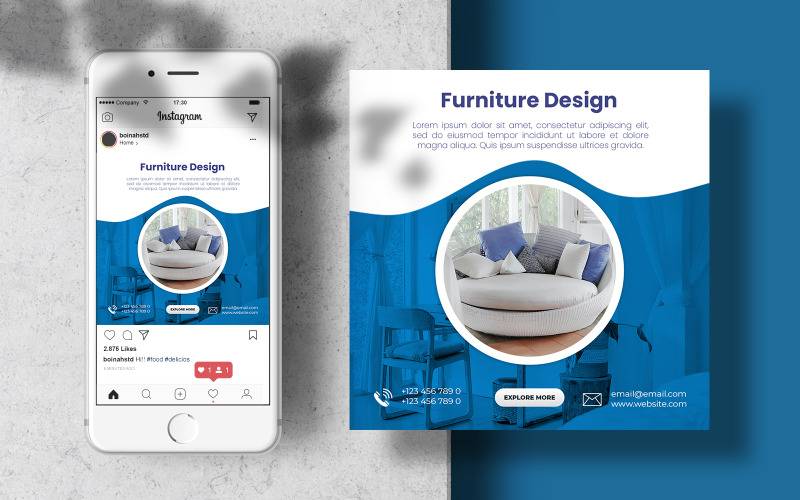 Furniture Design Instagram Banner Post Template Social Media