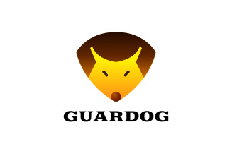 Guard Dog - Realistic Mascot in Shield Logo