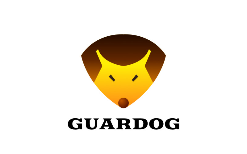Guard Dog - Realistic Mascot in Shield Logo Logo Template