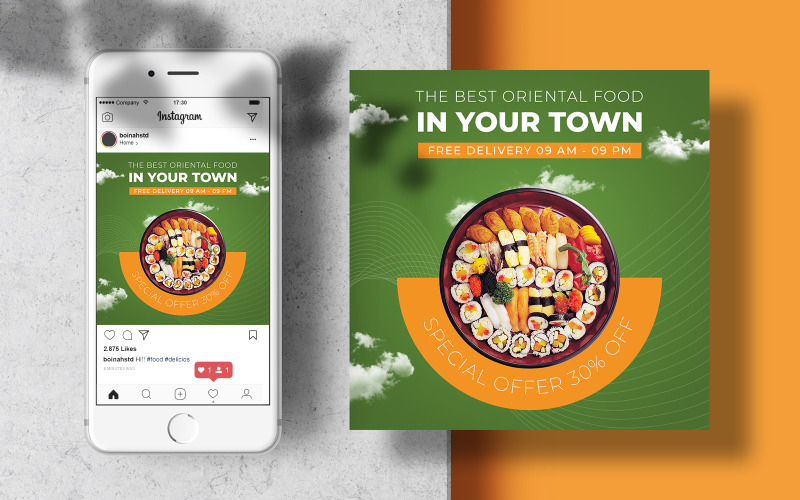 Oriental Food Menu Instagram Banner Post Template Social Media