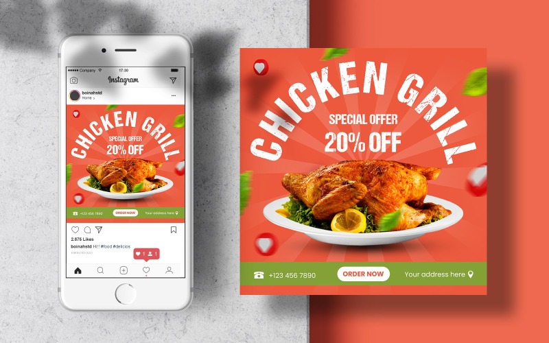 Special Offer Chicken Grill Instagram Post Banner Template Social Media