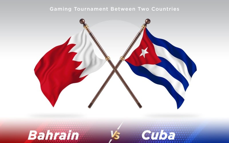 Bahrain versus Cuba Two Flags Illustration