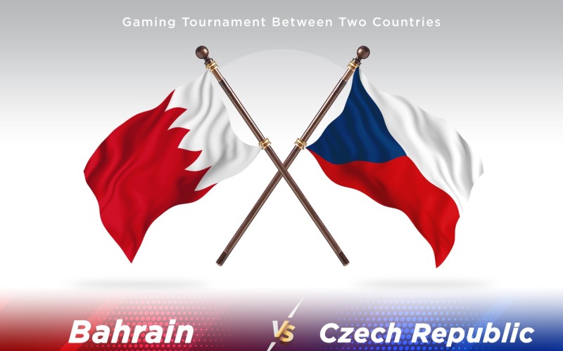 Bahrain versus Czech republic Two Flags Illustration