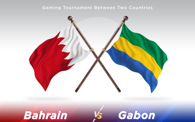 Bahrain versus Gabon Two Flags Illustration