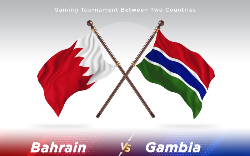 Bahrain versus Gambia Two Flags Illustration