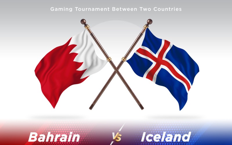 Bahrain versus Iceland Two Flags Illustration